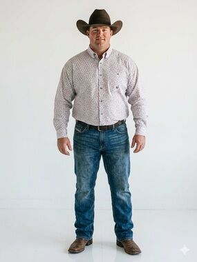 Wrangler 20X Mens Long Sleeve Floral Competition Western Shirt, size XL